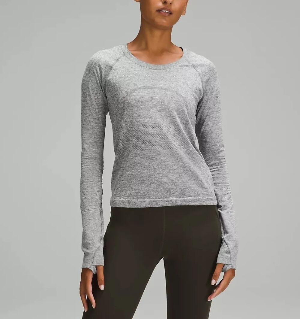 Lululemon Swiftly Tech Long Sleeve Top 2.0 Size 6 Gray Running Yoga Pilates Gym